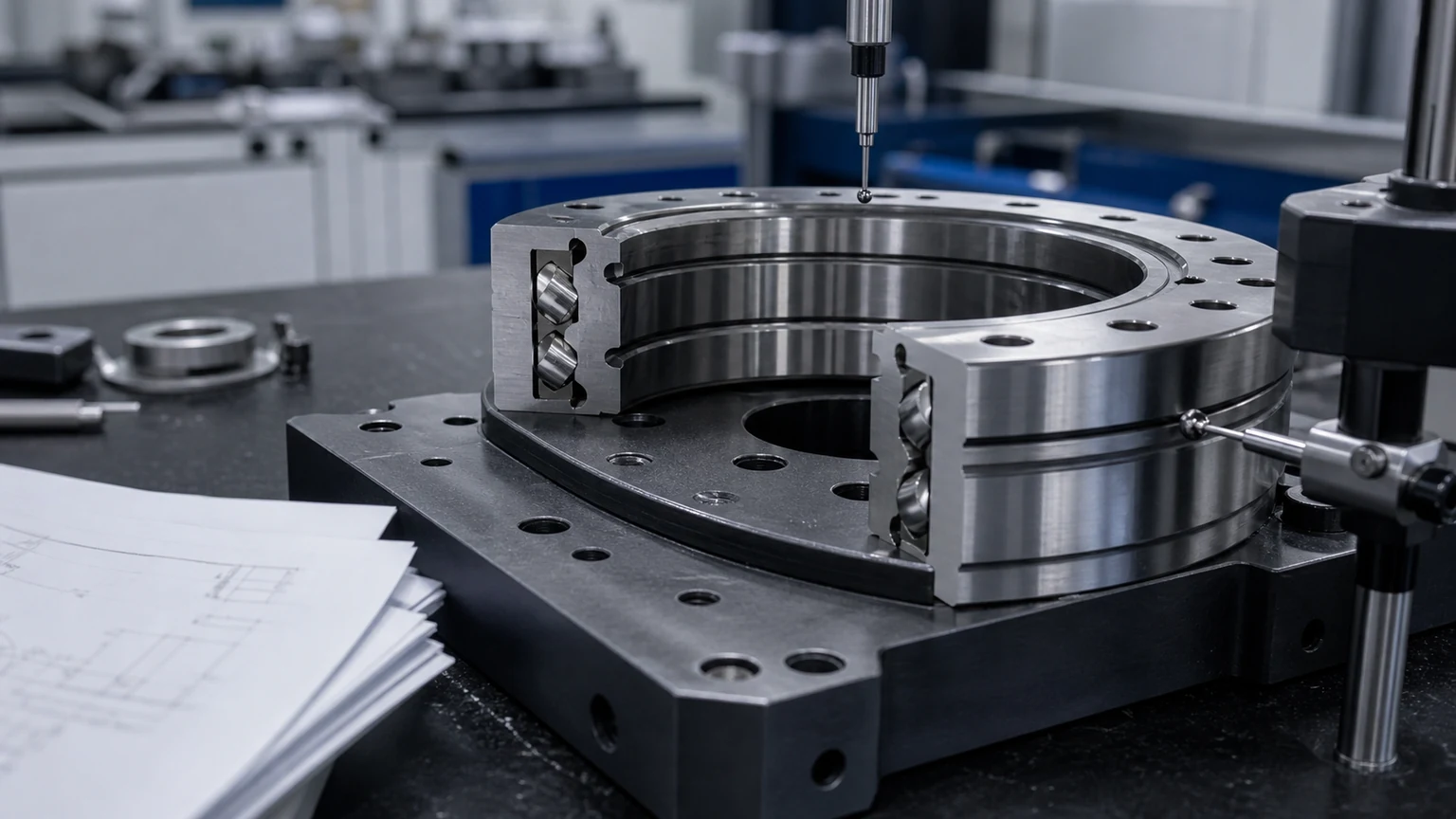 cross roller bearing cutaway and measurement support evidence