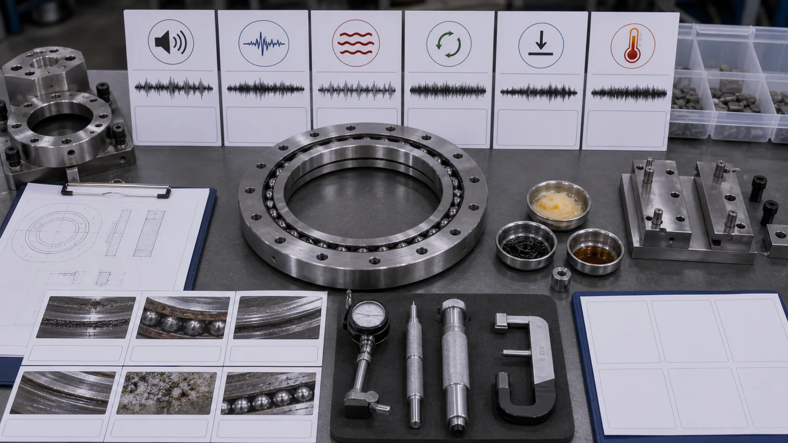 cross roller bearing noise inspection workflow visual