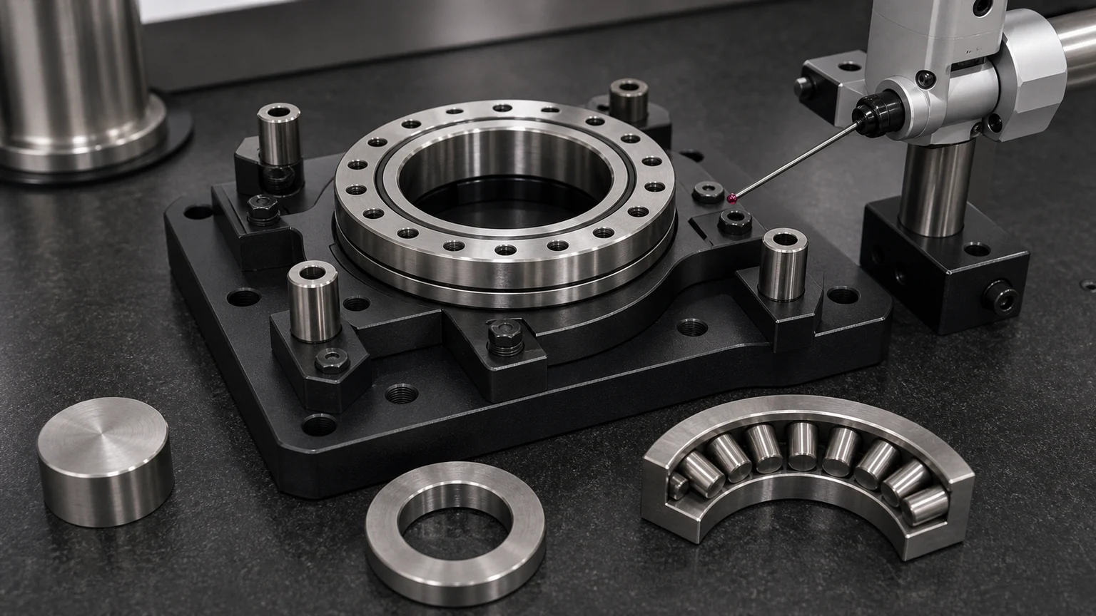 RB14025 Crossed Roller Bearing RB14025 bore, OD, width, seating face, and ring structure visual
