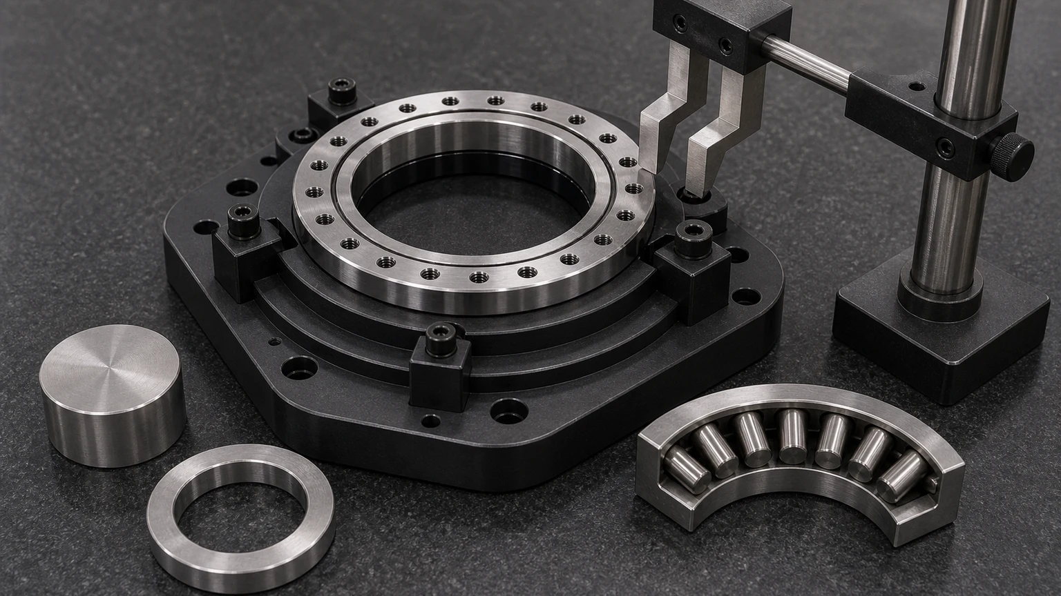 RB15013 Crossed Cylindrical Roller Bearing RB15013 cylindrical roller structure, bore, OD, width, and seating face visual