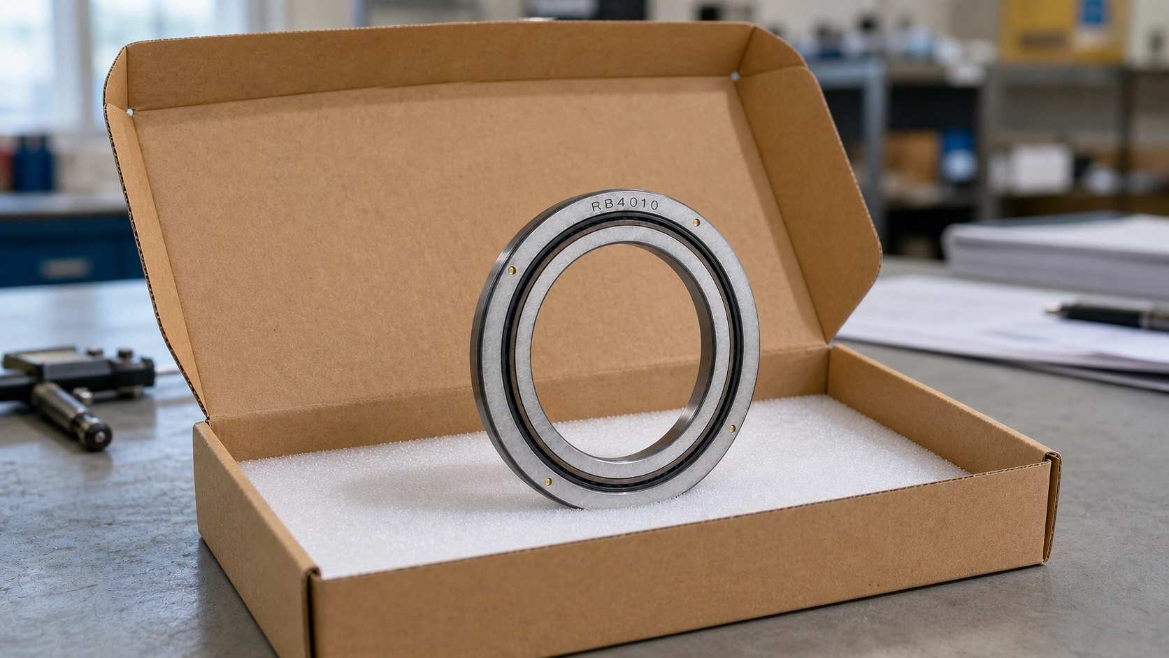 RB4010 Crossed Roller Bearing RB4010 small envelope, thin section, seating face, and measured values visual